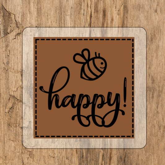 Bee happy Bügel-Label Eigenproduktion