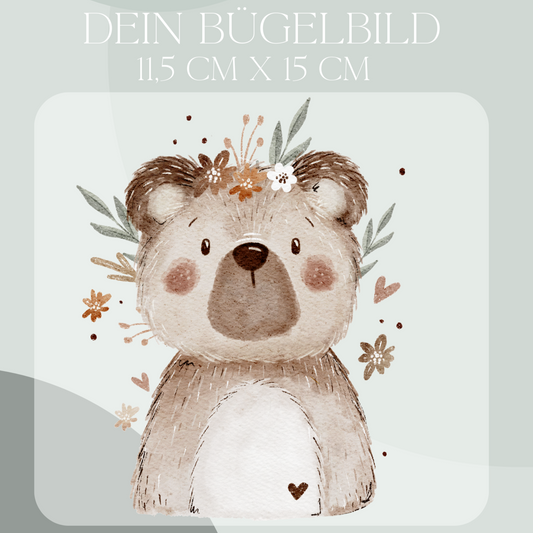 Bär mit Blumen - Maxi Bügel-Bild Eigenproduktion