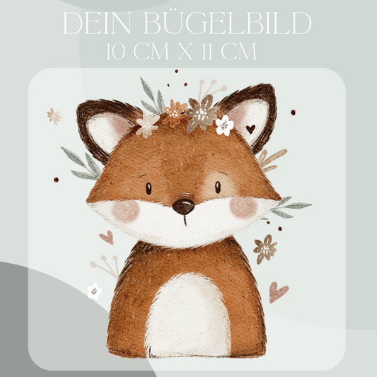 Fuchs mit Blumen - Mini Bügel-Bild Eigenproduktion