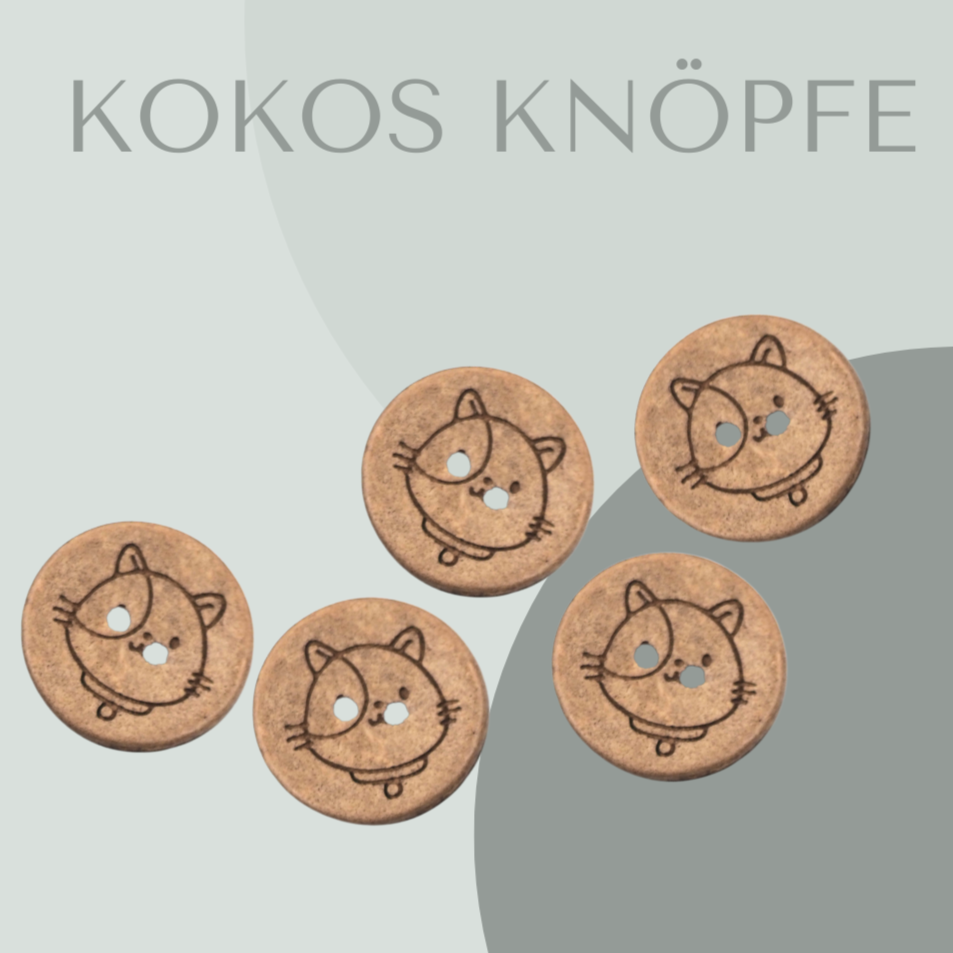 Eigenproduktion Kokosknopf Katze 20mm