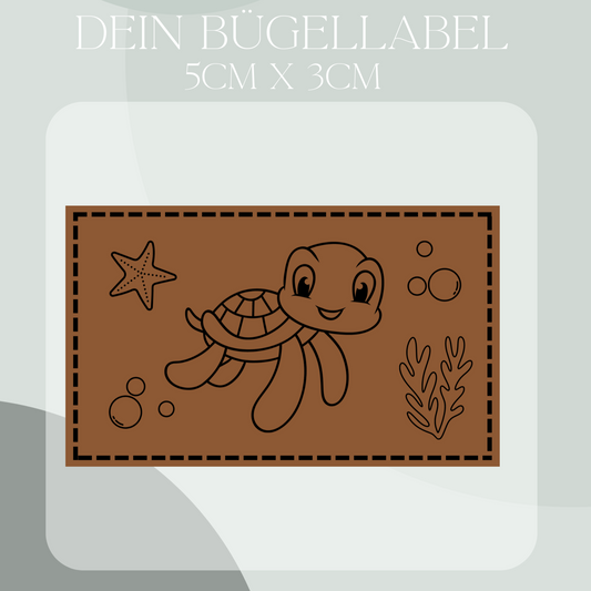 Schildkröte Bügel-Label Eigenproduktion