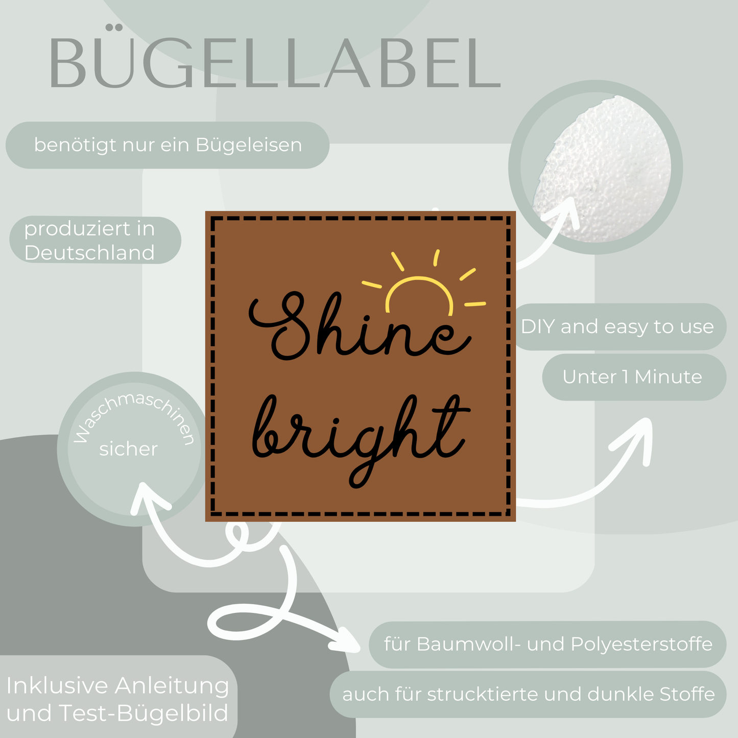 Shine bright Bügel-Label Eigenproduktion