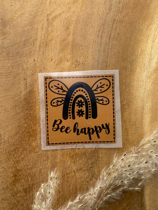 Bee happy Regenbogen Bügel-Label Eigenproduktion